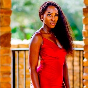 Red backless dress